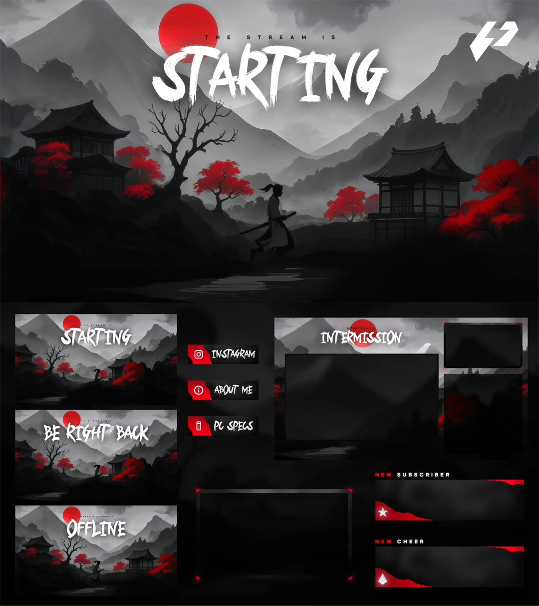 Samurai Dawn β Animated Stream Overlay Package