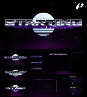 Afterglow – Retro Chrome & Synthwave Animated Stream Overlay Package (OBS & Twitch)