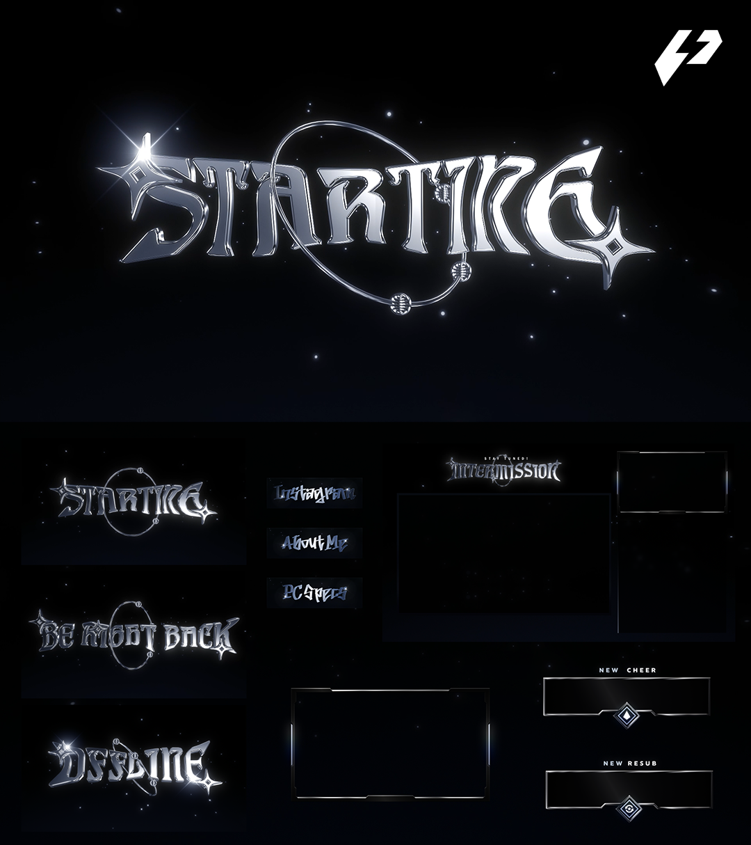 Starglaze – Y2K Liquid Metal Animated Stream Overlay Package (OBS & Twitch)