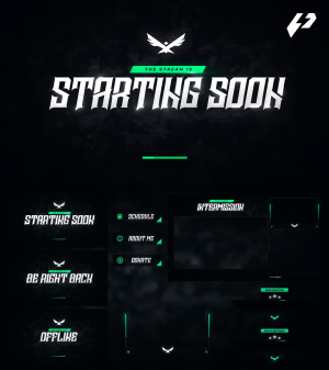 Darkstream - Green Dark Combat Animated Stream Overlay Package (OBS & Twitch)